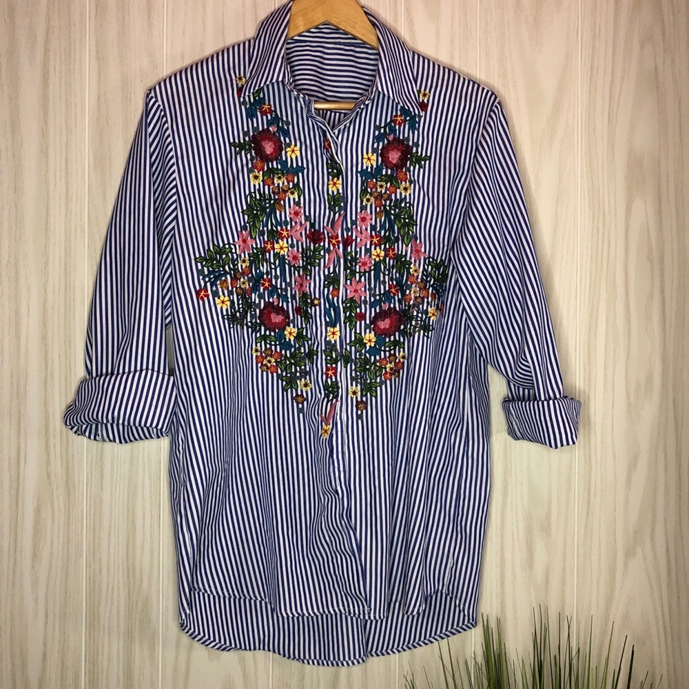 Beautiful Embroidered Stripe Shirt